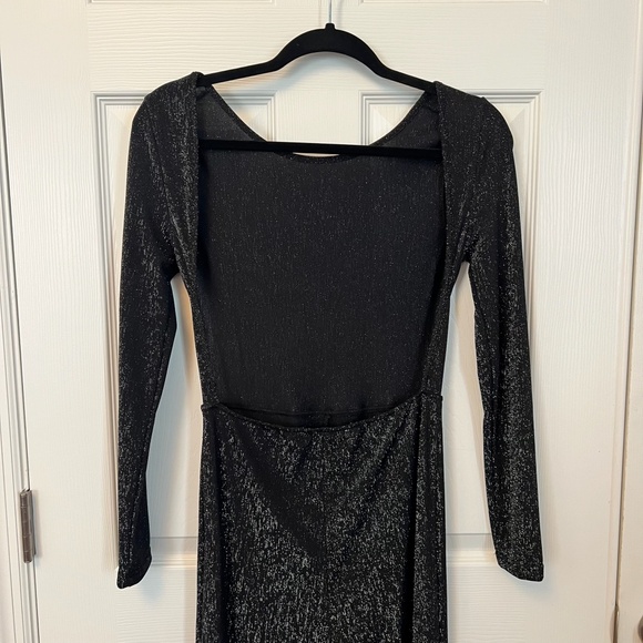 Shein Women's Black Sliver Stretch Sparkle Mesh Jumpsuit w Open Back Size S - Picture 3 of 6